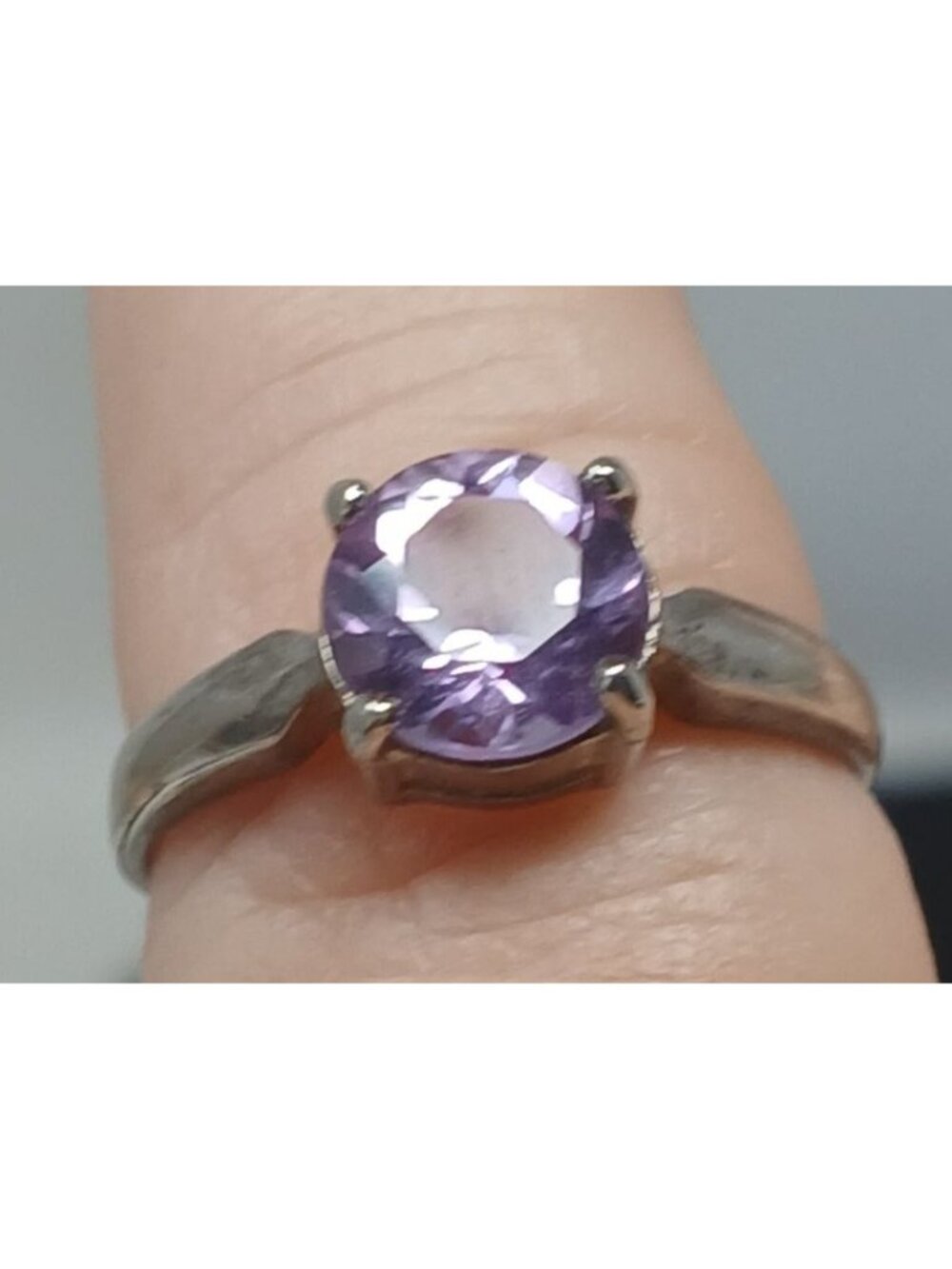 Sterling Silver Amethyst Solitaire Ring Sz 5.25 Elegant Jewelry Gift VTG #RB1-5